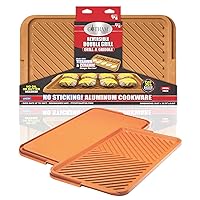 Gotham Steel XL Nonstick 2 in 1 Griddle Pan & Grill Pan for Stovetop & Outdoor Use, Reversible Copper Griddle for Gas Grill + Stove Top Grill Pan with Ultra Nonstick Non-Toxic Oven Safe
