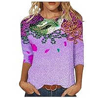 3/4 Sleeve Tops for Women Tops Dressy Casual Cute Print Graphic Tees Blouses Casual Plus Size Basic Tops