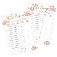 DISTINCTIVS Pink and Gold Little Pumpkin Girl Baby Shower Price is Right Game Cards - 20 Count