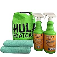 Cleaner Spray Kit - inlcudes 32 oz Refillable Exterior Cleaner Water Spot Remover - 32 oz Interior Boat Cleaning - Includes 2 Microfiber Towels and a 10 Liter Dry Bag