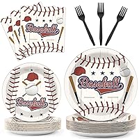 ZOIIWA 96 Pcs Baseball Party Supplies for 24 Guests Baseball Party Tableware Baseball Plates Napkins Baseball Party Dinnerware Baseball Paper Tableware for Boys Teens Birthday Sport Party Decorations