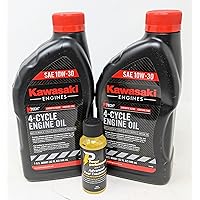 Kawasaki Pack of 2 99969-6081 SAE 10W-30 4-Cycle Engine Oil Quart and Fuel Treatment