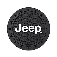 Plasticolor 000652R01 Jeep Logo Auto Car Truck SUV Cup Holder Coaster 2-Pack , Black