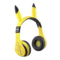 Pokemon Kids Bluetooth Headphones, Wireless Headphones with Microphone Includes Aux Cord, Volume Reduced Kids Foldable Headphones for School, Home, or Travel,Yellow