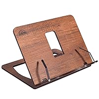 Wooden Book Stand for Reading, Handmade, Foldable Recipe Cookbook Tablet PC Holder Adjustable Height Resting Reader Display, Textbook Magazine Music Book Stand (Walnut)