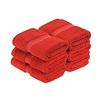 Superior Egyptian Cotton Pile Face Towel/Washcloth Set of 6, Ultra Soft Luxury Towels, Thick Plush Essentials, Absorbent Heavyweight, Guest Bath, Hotel, Spa, Home Bathroom, Shower Basics, Red