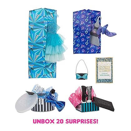 LOL Surprise OMG Present Surprise Fashion Doll Miss Glam with 20 Surprises, Birthday Inspired, 5 Fashion Looks, Accessories,Toys for Girls Boys Ages 4 5 6 7+ Years Old,Multicolor