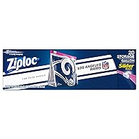 Ziploc Slider Storage Gallon Bag, Great for Grab-and-go Snacking, Tailgating or homegating, 20 Count- NFL LA Rams