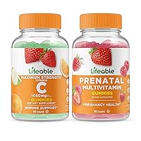 Lifeable Vitamin C 1050mg + Women's Prenatal Multivitamin, Gummies Bundle - Great Tasting, Vitamin Supplement, Gluten Free, GMO Free, Chewable Gummy