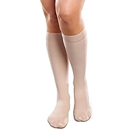 Ease Opaque Women's Knee High Support Stockings - Mild (15-20mmHg) Graduated Compression Nylons (Natural, Medium Short)
