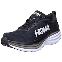Hoka Men's Bondi 8 Sneaker, Black/White, 7.5