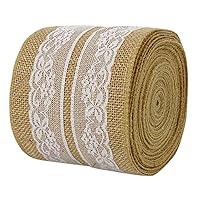 10 Yard Natural Burlap Fabric Lace Wired Jute Trim Wedding Embellishments Ribbons for Crafts-4 Inches