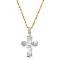 Mens Womens Cross Necklace Iced out Nickel Stainless Steel Rope Chain Free Gift Box