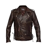 Brando Distressed Brown Retro Vintage Cowhide Leather Jacket