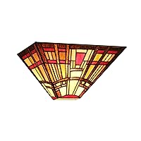 Chloe Lighting CH33292MS12-WS1 Hopkins, Tiffany-Style Mission 1-Light Wall Sconce, 12-Inch Wide, Multi-Colored