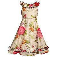 Bonnie Jean Little Girls' Sleeveless Floral Print Shantung Dress