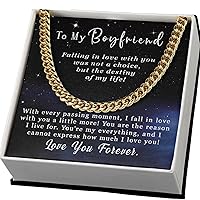 Necklace For Boyfriend From Girlfriend - K Gold Mens Cuban Link Chain, Long Distance Gift & Birthday Promise Present For BF