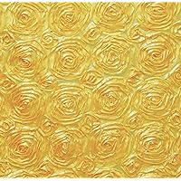 Paige Yellow 3D Floral Polyester Satin Rosette Fabric by The Yard - 10028