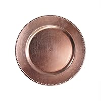 ChargeIt by Jay Beaded Charger Plate 13” Decorative Melamine Service Plate for Home, Professional Dining, Perfect for Upscale Events, Dinner Parties, Weddings, Banquets, Catering, 1 Piece, Rose Gold
