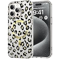 ZIFENGXUAN-Case for iPhone 15Pro Max/15 Pro/15 Plus/15, Magnetic Clear PC Drop Protection Phone Cover Stylish Leopard Print Pattern Cute (15 Plus,Black)