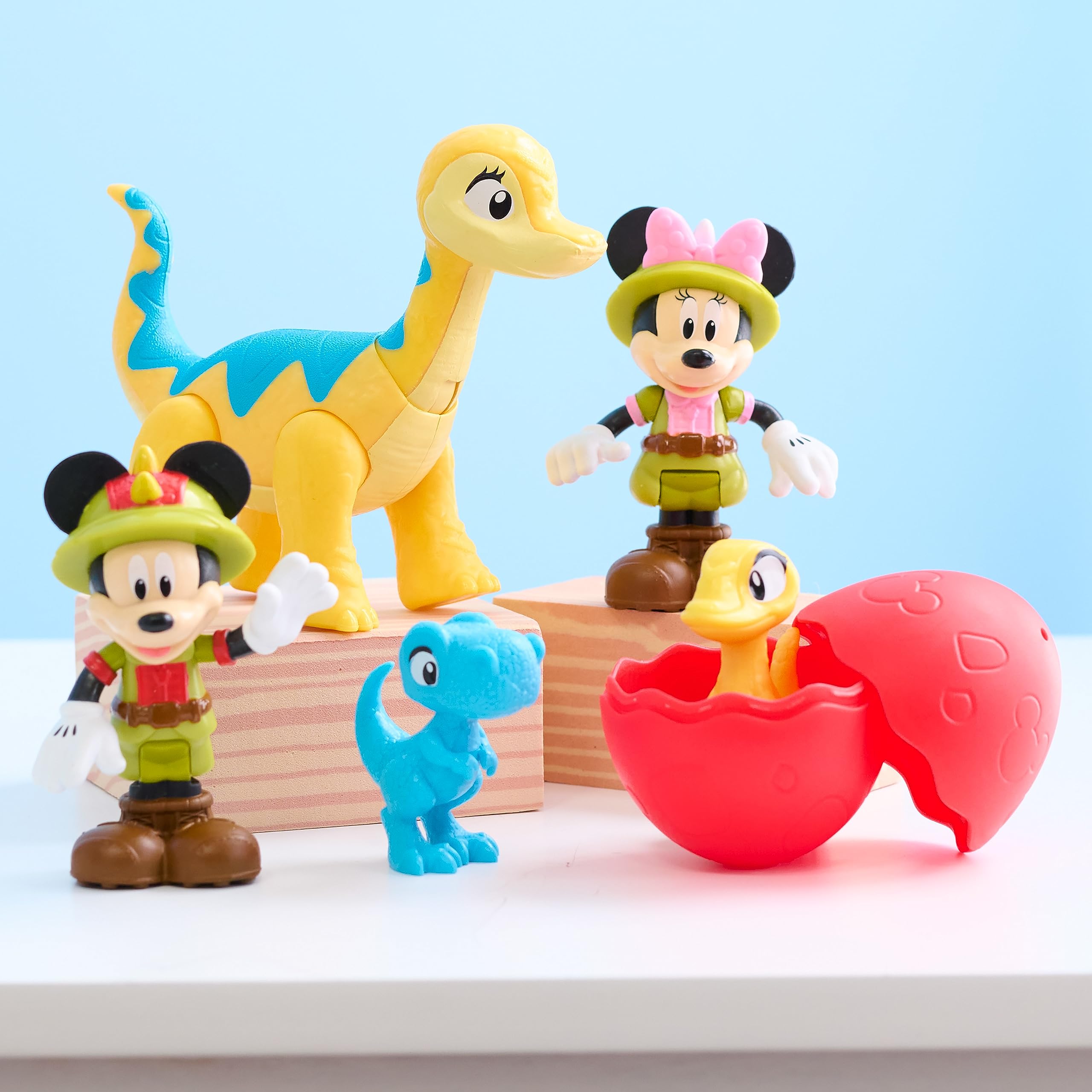 Disney Junior Mickey Mouse Funhouse Dino Pals 7-piece Figure Set, Dinosaur, Officially Licensed Kids Toys for Ages 3 Up by Just Play