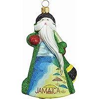 Glitterazzi Jamaica Jamaican Santa Polish Glass Christmas Ornament Decoration