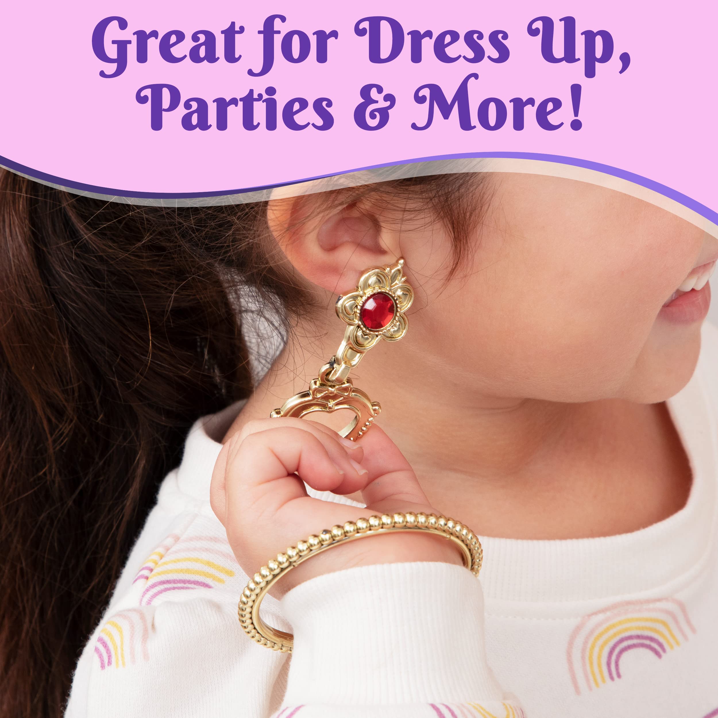 Princess Dress Up Shoes and Jewelry for Little Girls | Toddler Pretend Play Boutique Set | 4 Pairs of Shoes, Earrings, Bracelets & Rings | Gift Toy Set for 2 3 4 5 6 Year Old Girl | Gifts for Girls