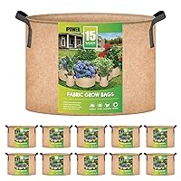 iPower 10-Pack 15 Gallon Aeration Grow Bags Thick Nonwoven Fabric Pots with Handles, for Fruits, Vegetables, and Flowers, Tan