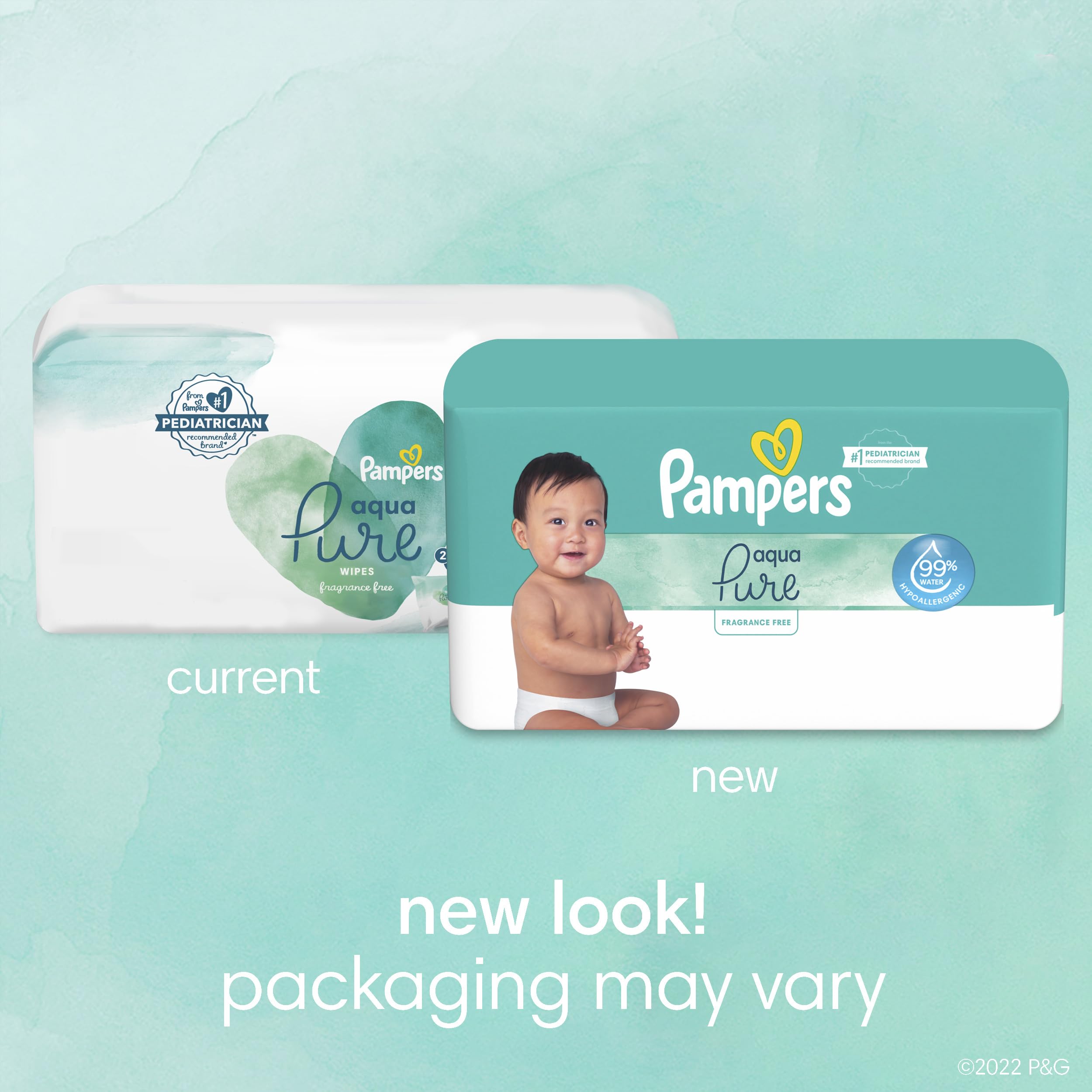 Pampers Aqua Pure Sensitive Baby Wipes, 99% Water, Hypoallergenic, Unscented, 16 Flip-Top Packs (896 Wipes Total)