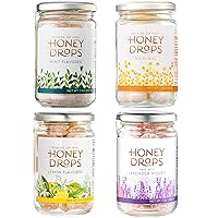 Honey Candy Drops Bundle, 7oz Jars | 1 Jar Mint Honey Drops, 1 Jar Original Honey Drops, 1 Jar Lemon Honey Drops and 1 Jar Lavender Honey Drops [4 x 7oz/200gr Jars]