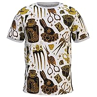 Cotton T-Shirt Outfit Casual Gothic Witchcraft Print Summer Short Sleeve Magic Black Pattern Graphic Fitted Crew Neck