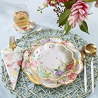 Kate Aspen Garden Blooms 7 in. Decorative Floral Premium Paper Plates (350 GSM weight -Set of 16) - Perfect for Bridal Showers and Weddings (28625NA)