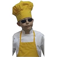 Medium Children Kids Yellow Chef Set Apron & Adjustable Hat Lightweight