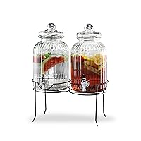Style Setter Canyon Beverage Dispenser Set of 2 Cold Drink Dispenser w/ 1.3-Gallon Capacity each Glass Jug, Metal Rack & Leak-Proof Acrylic Spigot Great for Parties, Weddings & More