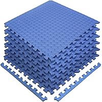 Puzzle Exercise Mat EVA Foam Interlocking Tiles—Protective Flooring for Gym, Garage Flooring, Playroom, Workshop, Basement, and more (Blue)