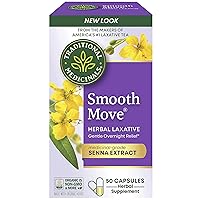 Traditional Medicinals Smooth Move Senna Laxative Capsules, Natural Herbal Constipation Relief, 50 Capsules (Pack of 1)