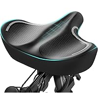 Oversized Bike Seat, Extra Wide Comfort Pure Memory Foam Bicycle Seat Cushion, Compatible Saddle Replacement with Electric Bike, Exercise, Cruiser, Road Bike for Men & Women