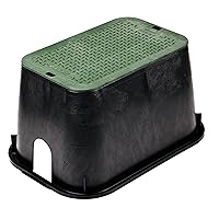 NDS D1000-SG 10 in. X 15 in. Rectangular Valve Box and Cover, 10 in. Height, Irrigation Control Valve Lettering, Black Box, Green Cover, Black/Green