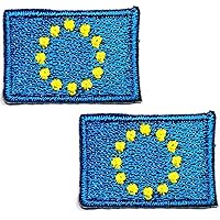 Kleenplus 2pcs. 0.6X1.1 INCH. Mini European Union Flag Flag Embroidered Applique Iron On Sew On Patch Square Shape Flag Country Patches for Decorative Repair Costume Clothing