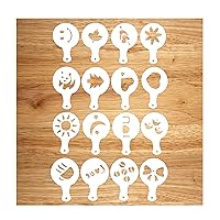 Nuwave Barista Coffee Art Stencils, 16 Pieces, Flexible & Washable, Decorating Stencils Template for Lattes, Cappuccinos, Hot Chocolates, Cakes, Cupcakes, Cookies for DIY Decorations