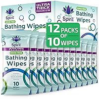 Rinse Free Body Wipes, Ultra-Thick Premium - 10 Wipes Per Pack - Box of 12 Packs (120 Wipes) (HSNRBWU10-12)