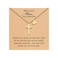 PINKDODO Cross Necklace for Girls on Baptism First Communion Confirmation Gifts for Girls Women