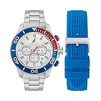 Nautica Men's NAPNOF301 One Recycled Stainless Steel Bracelet & Blue Silicone Strap Watch
