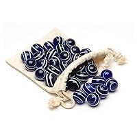 WE Games Dark Blue Stripe Marbles for Solitaire- Set of 33