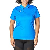 PUMA Women's Plus Size Teamliga Sideline Polo, Electric Blue Lemonade White, 3X-Large