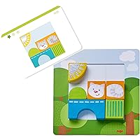 HABA Animal Squares Chunky Wooden Puzzle Arranging Game with Template Cards for Ages 2 Years + (Made in Germany)