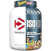 Dymatize ISO100 Hydrolyzed Protein Powder, 100% Whey Isolate, 25g of Protein, 5.5g BCAAs, Gluten Free, Fast Absorbing, Easy Digesting, Fruity Pebbles, 3 Pound