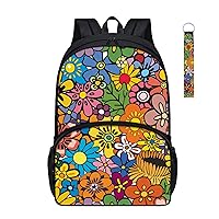 Hippie Floral School Backpack for Girls Kids Aesthetic Kid Bookbag Preschool Elementary Boys Book Bag Lightweight Daypack Purse
