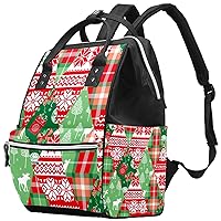 Christmas Pattern in Geometric Diaper Bag Travel Mom Bags Nappy Backpack Large Capacity for Baby Care