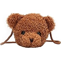 QZUnique Women Bear Head Animal Cartoon Messenger Bag Faux Fur Handbag Shoulder Bag Crossbody Bags